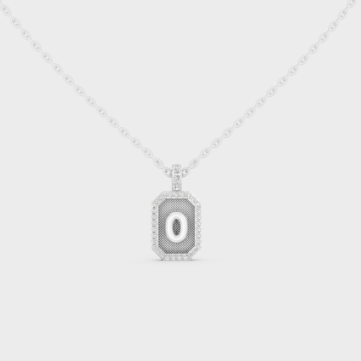 Radiant "O" Alphabet Lab Grown Diamond Pendant Flawlessly Set in 18K White Gold